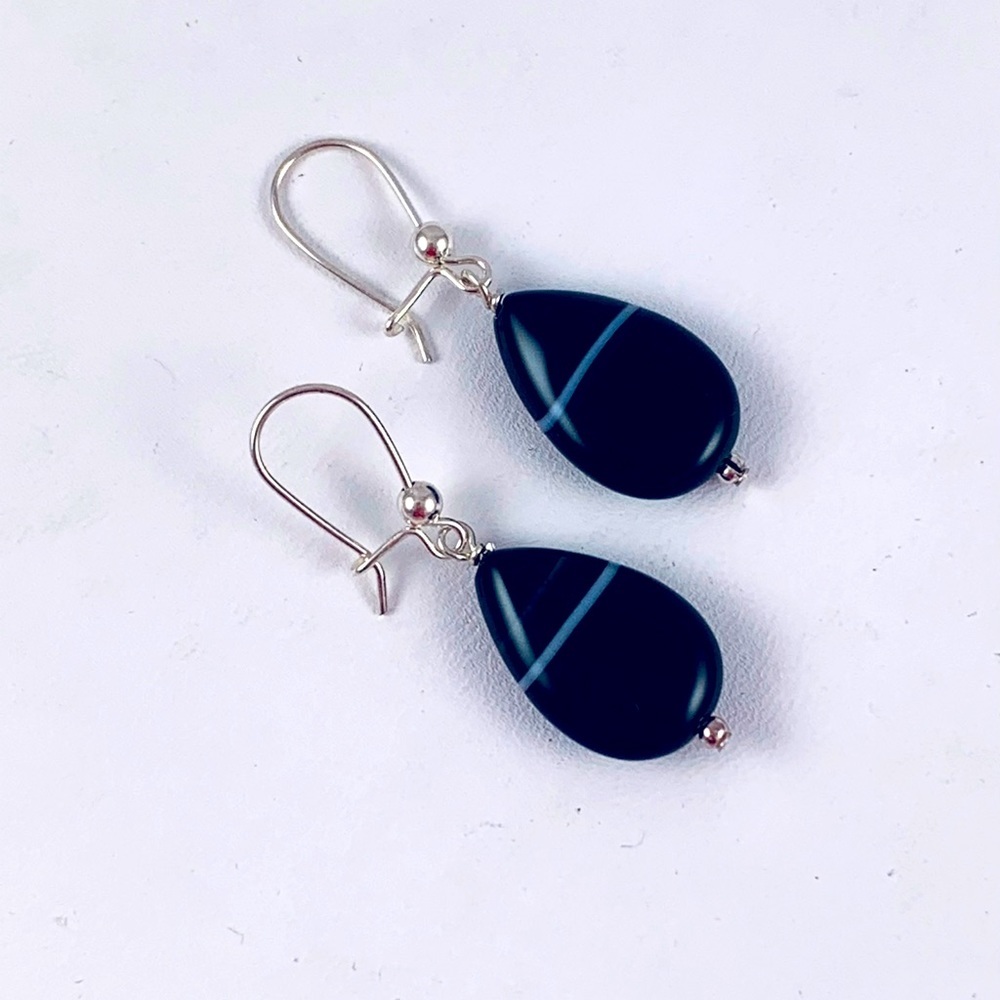 Onyx & Sterling Silver Earrings